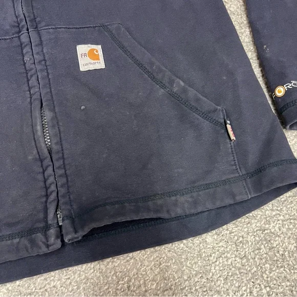 Carhartt Force FR Hoodie Jacket Cat 2 Mens Medium Tall Navy Blue Flame Resistant - Picture 5 of 11